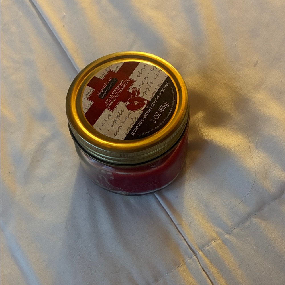 Red Scented Candle in Glass Jar
